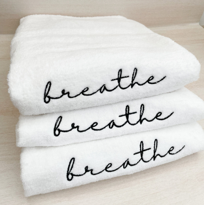Breathe Embroidered Towel 100% Cotton - Yoga, Gym, Pilates - 2 Colors - Yes Apparel